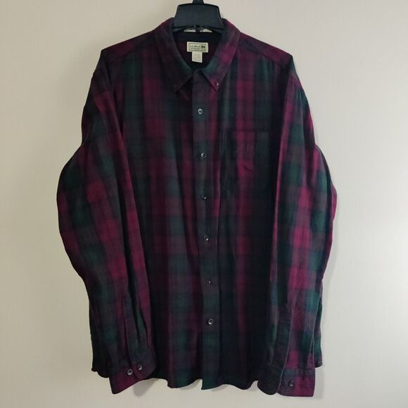 Vintage LL Bean Shacket Mens Size XL Button Down Thick Shirt Red Green - Picture 2 of 7